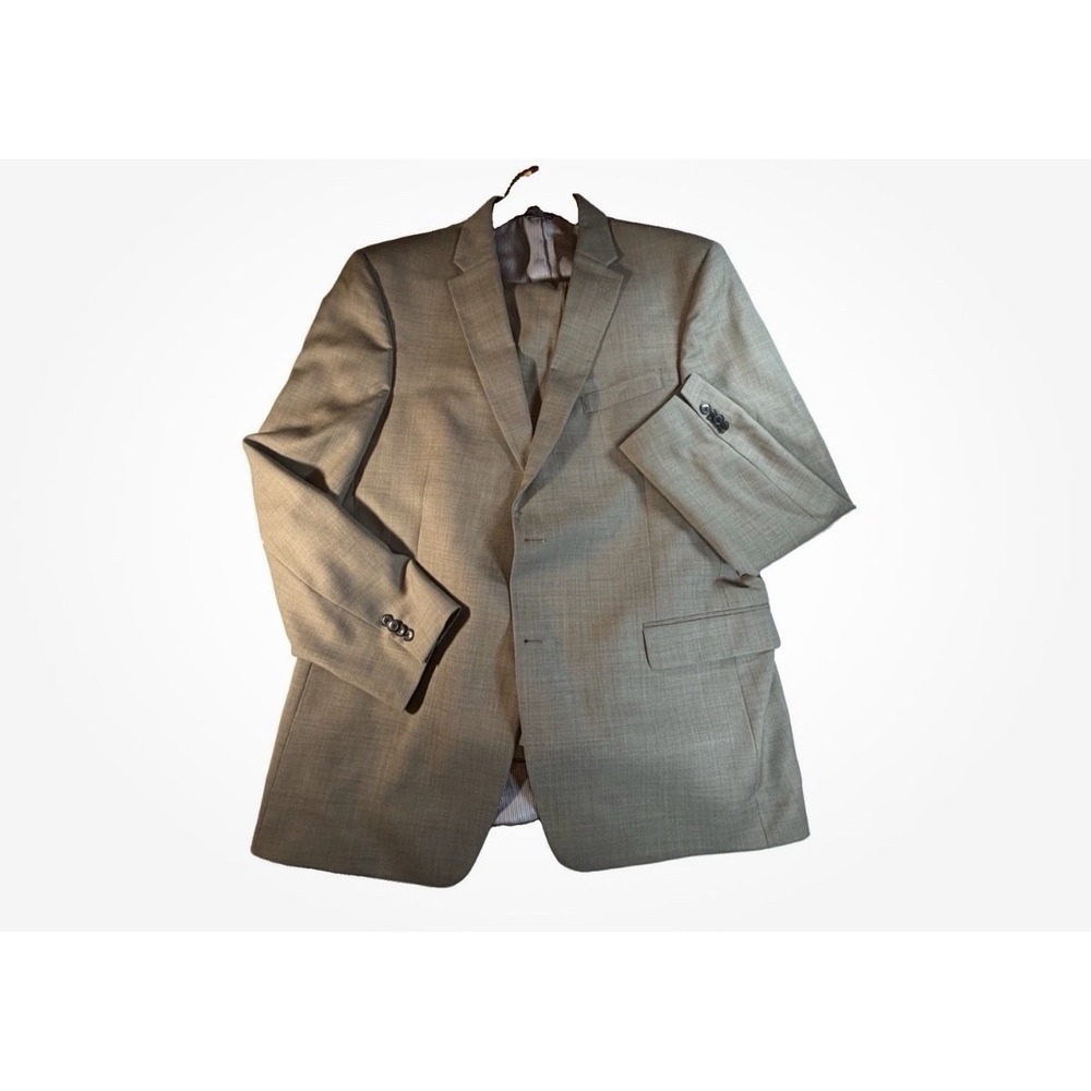 Tommy Hilfiger 100% Wool Suit 46L 34x30 Tan Beige 2 Button Mens Blazer
